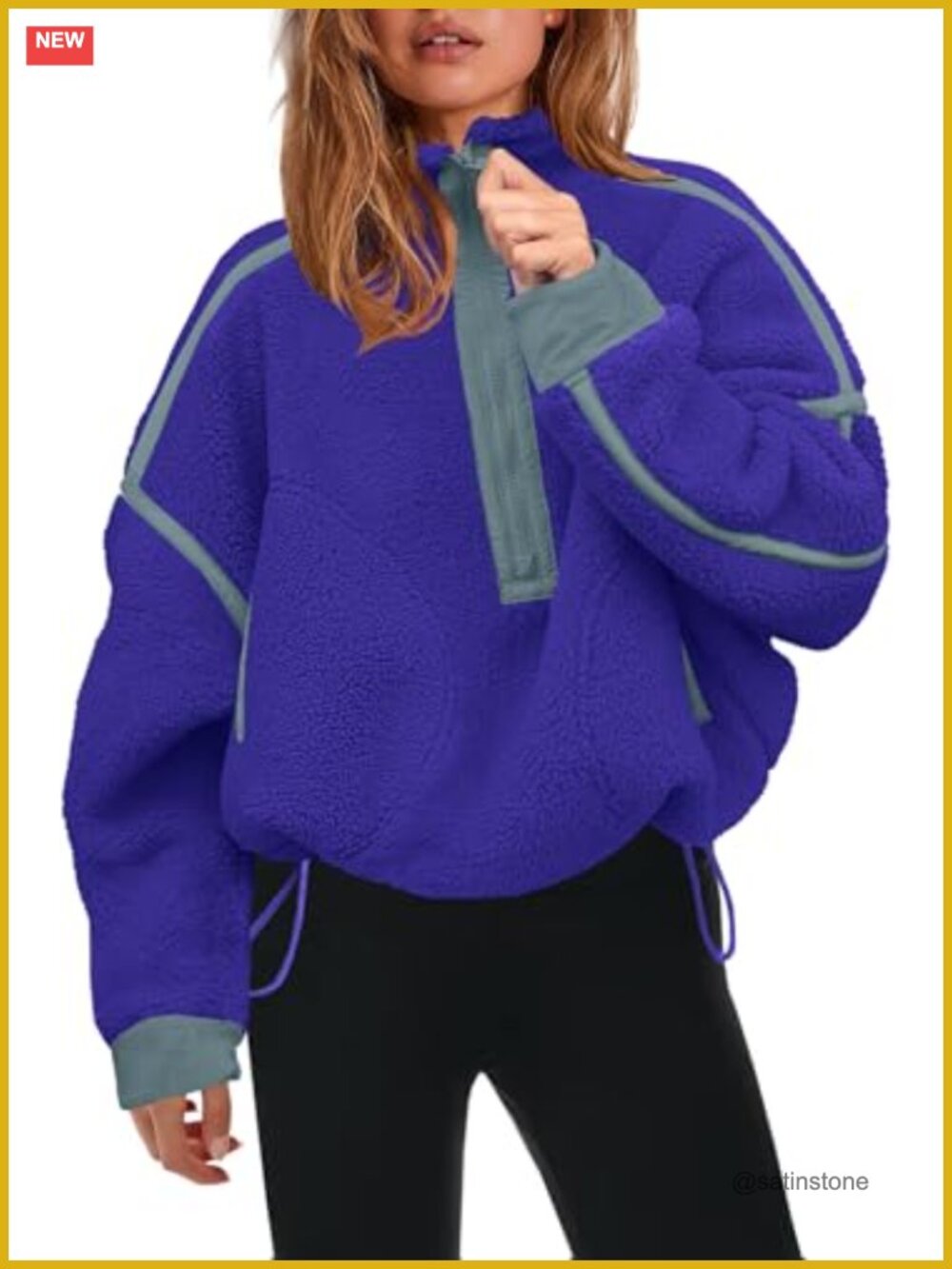 Womens Half Zip Fleece Pullover Sherpa Jacket Teddy Zip Pockets
